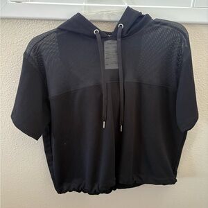 DKNY Sport Crop Black Mesh Hoodie